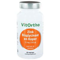 Zink Bisglycinaat 15 mg en Koper 250 μg Vitortho 