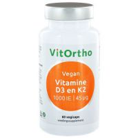 Vitamine D3 1000 IE en K2 45 mcg Vegan Vitortho 