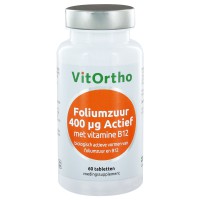 Foliumzuur 400 mcg met vitamine B12 Vitortho 