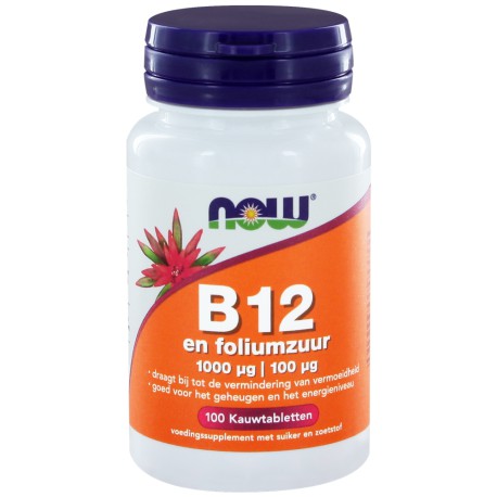 Vitamine B12 1000 mcg en Foliumzuur 100  NOW 