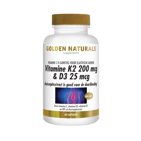 Vitamine K2 200 mcg & D3 25 mcg Golden Naturals 