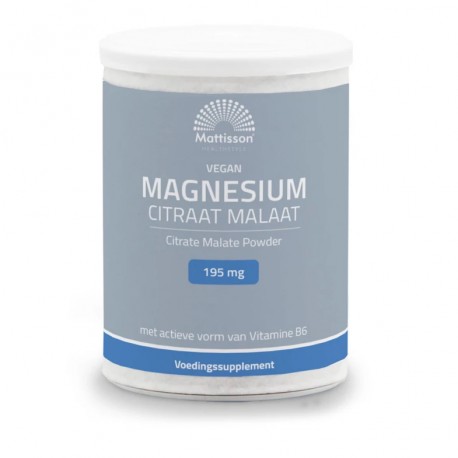 Magnesium Citraat Malaat Poeder 195 mg - 13% elementair magnesium Mattisson
