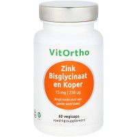 Zink Bisglycinaat 15 mg en Koper 250 μg Vitortho 