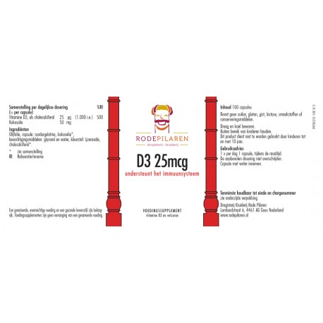 Vitamine D3 25mcg De Rode Pilaren