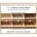 Medium golden blond 7.3  Long Lasting Colour Henna Plus